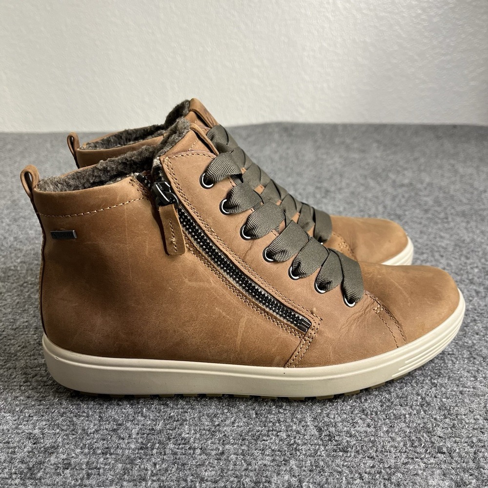 Ecco Soft 7 Tred Gore-Tex Waterproof Brown Hi-top Sneaker Booties Womens 9-9.5
